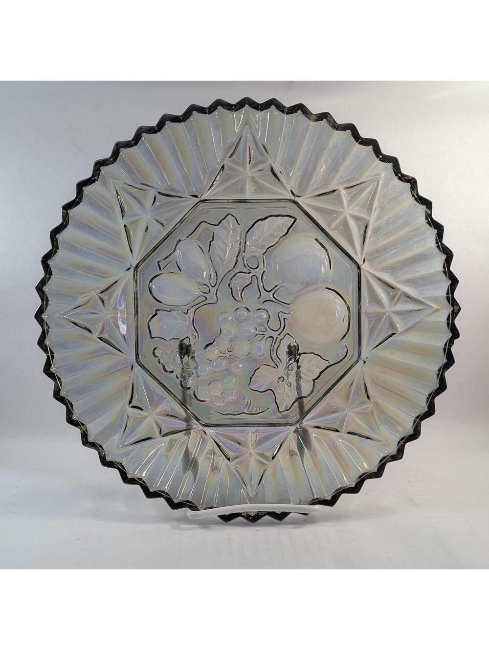Federal Glass Pioneer Smoke Iridescent Carnival Glass Plate